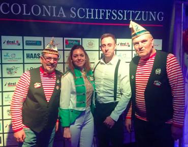 Sarah C. mit Dirk Becker auf der Colonia Benefizschiffsitzung